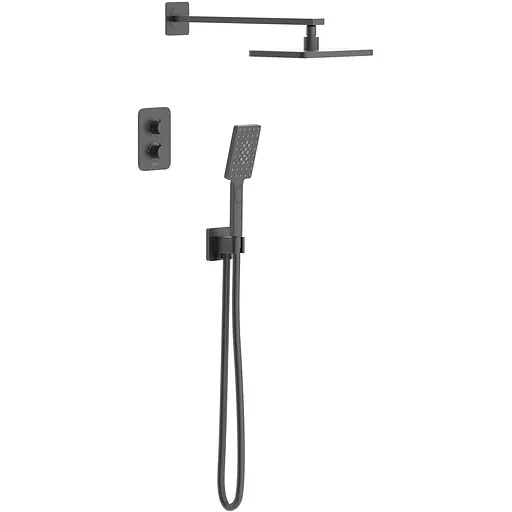 Душевая система скрытого монтажа с термостатом Imprese Bilovec верхний душ 260x188 мм ABS black matt t04800910SQС, Черный матовый - фото 1