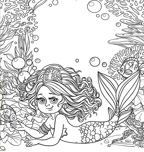 Розмальовки, аплікації, завдання. Русалки. Морські принцеси. 40 наліпок - фото 5