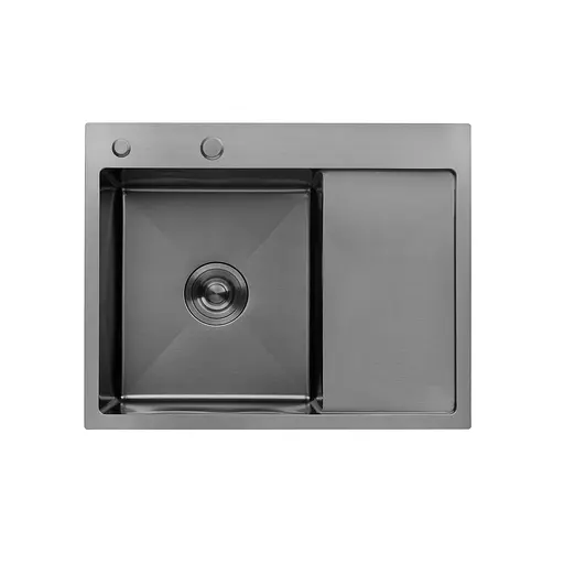 Кухонна мийка Kroner KRP Schwarze - 6350LHM PVD (3.0/1.0 мм) CV031322, Чорний - фото 1