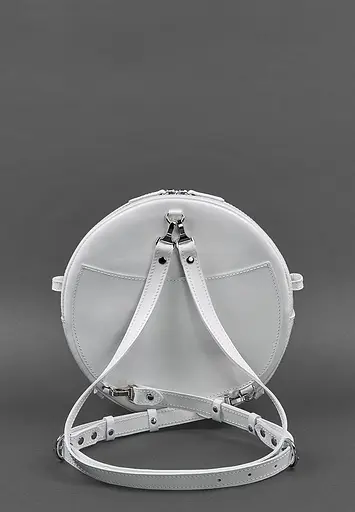 Шкіряна жіноча кругла сумка-рюкзак Maxi біла - фото 5