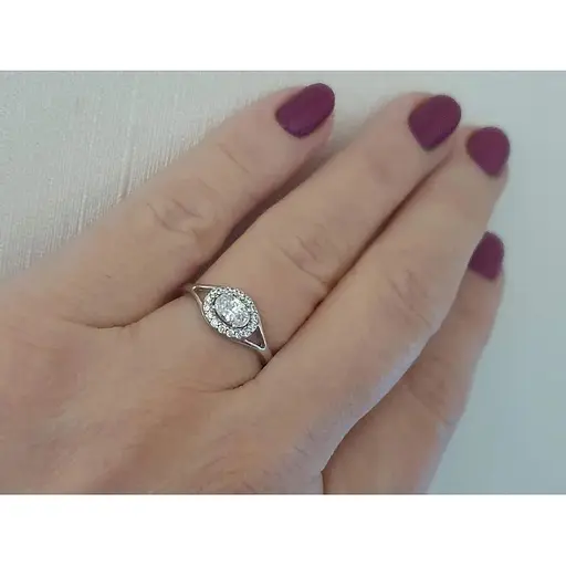 Срібне кільце Лазурит з фіанітами. 15065р 17,5 - фото 4