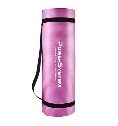 Коврик для йоги и фитнеса Power System PS-4017 NBR Fitness Yoga Mat Plus Pink (180х61х1) (PS-4017_Pink) - фото 2