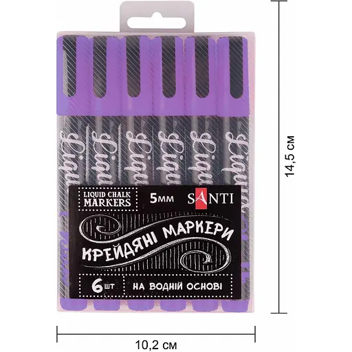 Меловой маркер Santi 5 мм 6 шт. фиолетовый (391126) - фото 3