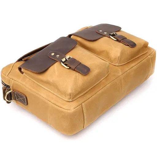 Портфель Vintage зі шкіряними вставками 37х28х8 см sum0027464 - фото 7