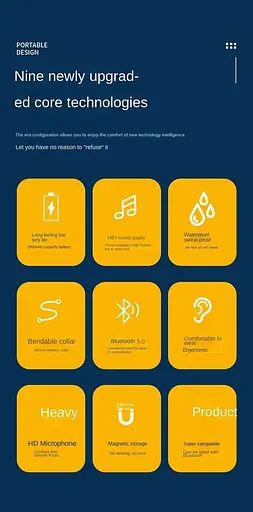 Беспроводные нашейные наушники WH001K, BT5.0, вакуумные, IPX5, 280mAh, 8h, black - фото 3