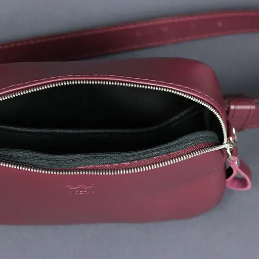 Жіноча шкіряна сумка поясна / кроссбоді Holly бордова - фото 5