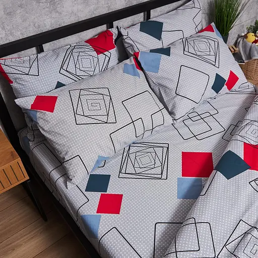 Комплект постільної білизни Moon&Star Бязь Gold Люкс Urban Grid King Size 220x240 наволочки 2х40х60 - фото 6