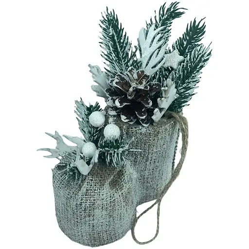 Новорічна підвіска з мішковини Dashuri Чобіток 7x11x12 см 291230