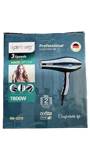 Фен стайлер для сушки и укладки волос Rainberg RB-2210 с концентратором Холодный обдув 7800W Черный - фото 6