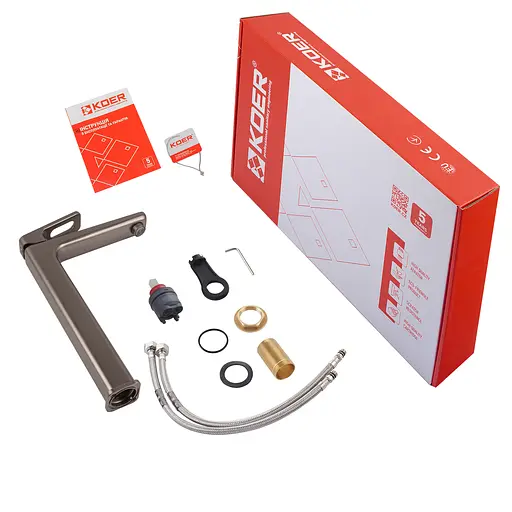 Змішувач для умивальника високий Koer KB-11031-07 KR5435 Графіт - фото 7