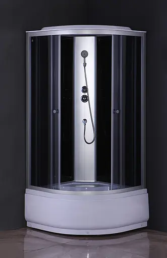 Душевой бокс без гидромассажа Mixxus Strong SB01-90x90x215-GR Satin с высоким поддоном MI6885, Хром матовый, тонированный, хром матовый - фото 8