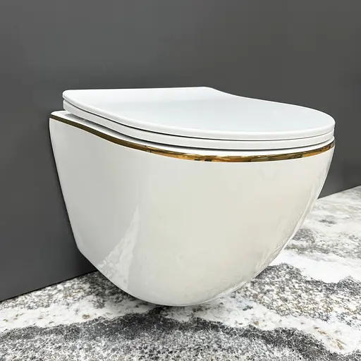 Подвесной унитаз VBI Vulcano gold edge VBI-020402, Золотой - фото 4