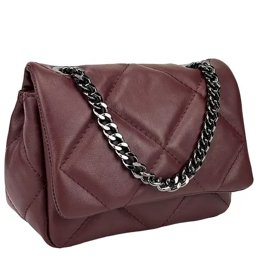 Стеганная женская мягкая сумочка на цепи Firenze Italy F-IT-98106BO