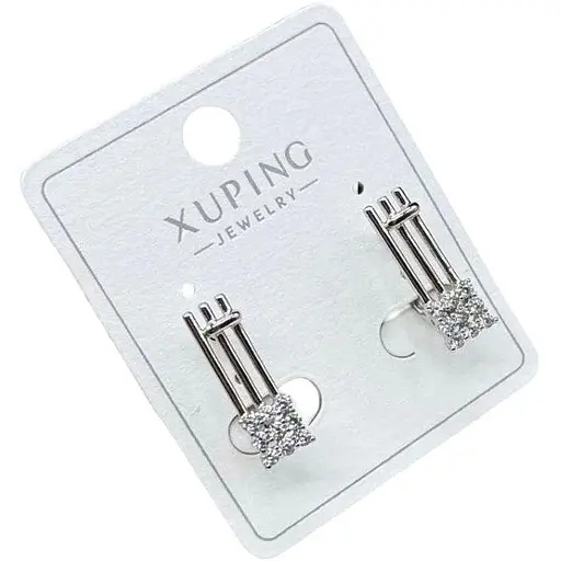 Сережки Xuping з камінчиками квадратні з медичної сталі - фото 1
