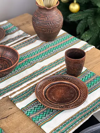 Льняная салфетка с украинским орнаментом Рандеву 30х40 см 18 шт. Коричневый - фото 10