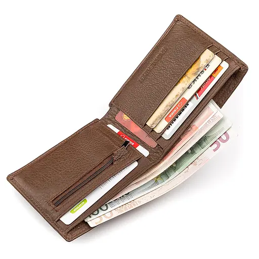 Мужской кожаный кошелек (ST-1) ST Leather 11.5х9х2.5 см acs0015172 - фото 4