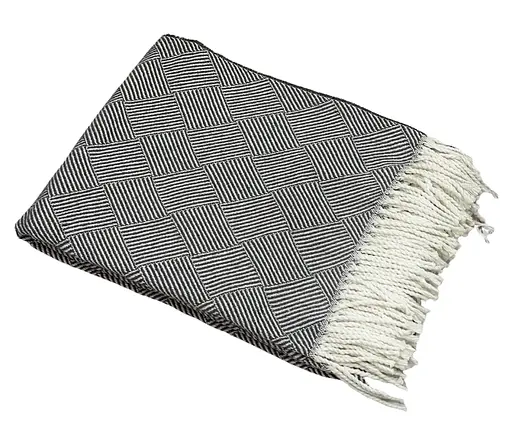 Плед бавовняний Vladi Валенсія Паркет 140х200 темно-сірий - фото 1