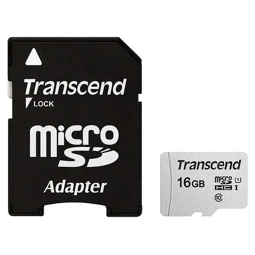 Карта памяти Transcend MicroSDHC 16GB UHS-I Class 10 300S + SD-adapter (TS16GUSD300S-A) - фото 1