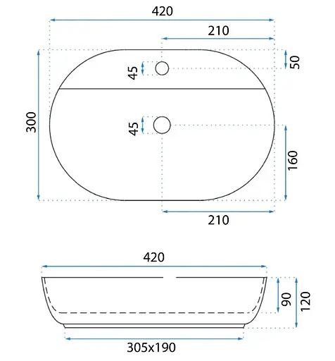 Умивальник Rea Aura 42 white накладний REA-U6617, Білий - фото 5