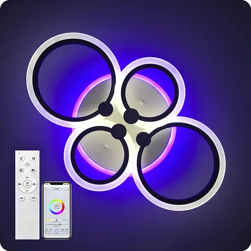 Люстра светодиодная 517 Light 3color с пультом 76 Вт Черный (02044) - фото 7