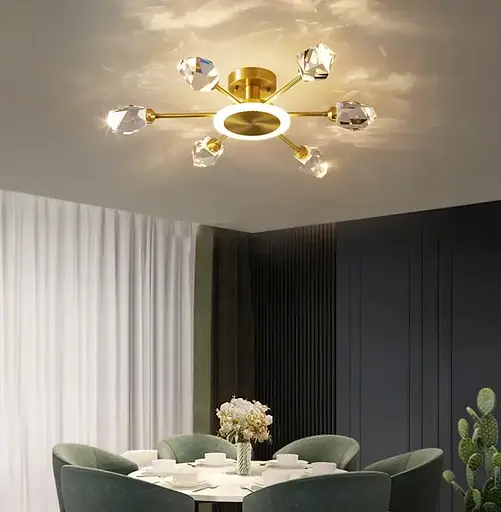 Светодиодная люстра Сапфир 8810-А (Золотистая) на 6+1 плафонов