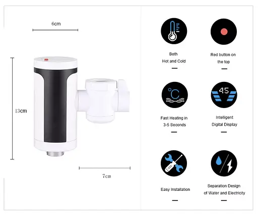 Проточный водонагреватель с датчиком температуры Wezer RKF-10C - фото 7