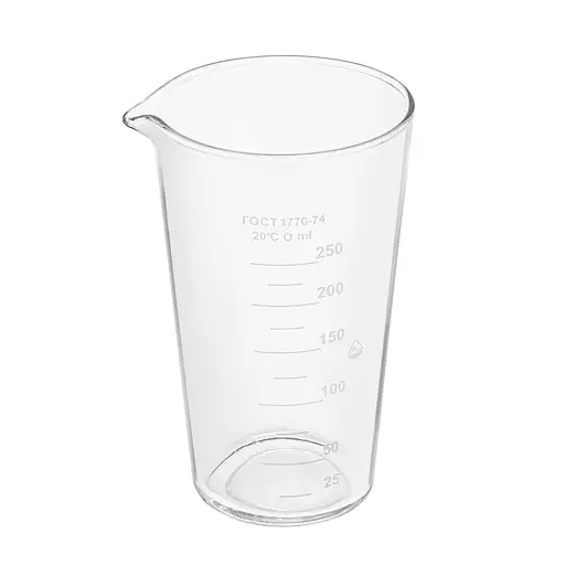 Мензурка (мерный стакан) 250 мл (шкала 25 мл) стеклянный ГОСТ 1770-74, Склоприлад Прозрачный 86164 - фото 2