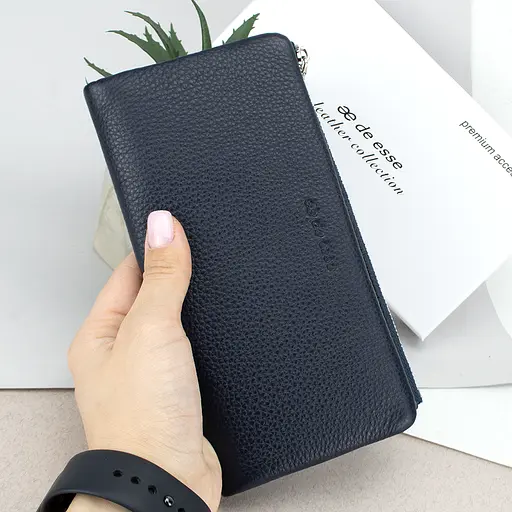 Гаманець жіночий шкіряний De Esse LC89008-F9947 на магнітах темно-синій - фото 8