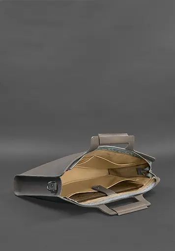 Жіноча шкіряна сумка для ноутбука і документів темно-бежева - фото 5