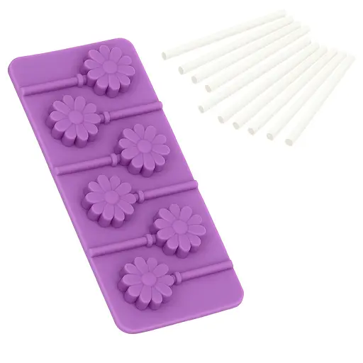 Силиконовая форма для леденцов и конфет на палочке "Цветок", Kitchen Master Фиолетовый 81886 - фото 4