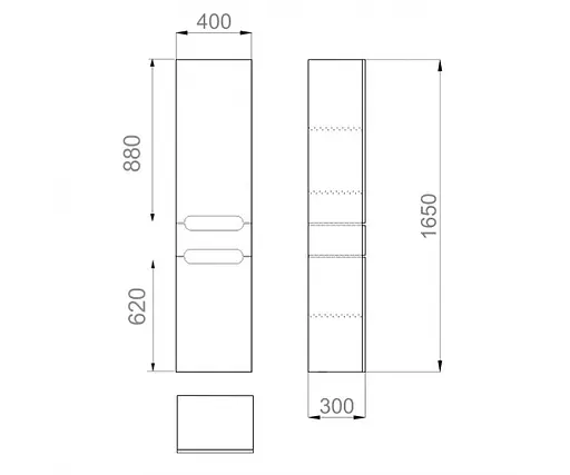 Пенал подвесной Sanwerk "Вега Air" 40 белый, правый (MV0000815), Белый - фото 4