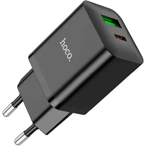 Мережевий зарядний пристрій Hoco N28 Founder 20W USB-C + USB Black (93092) - фото 2