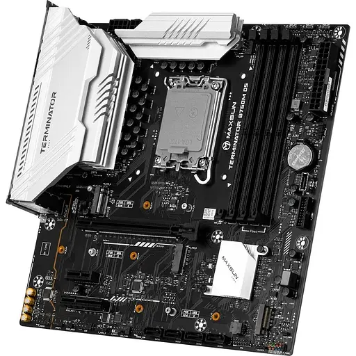 Материнская плата Maxsun LGA1700, Terminator B760M D5, B760, 4xDDR5, Int.Video(CPU), 4xSATA3, 1xPCI-E 16x 5.0, 1xPCI-E 4x 3.0, 3xM. 2 4.0, RTL8125B, 2xUSB3.2/6xUSB2.0, DP/HDMI, ARGB, MicroATX (MS-Terminator B760M D5) - фото 3