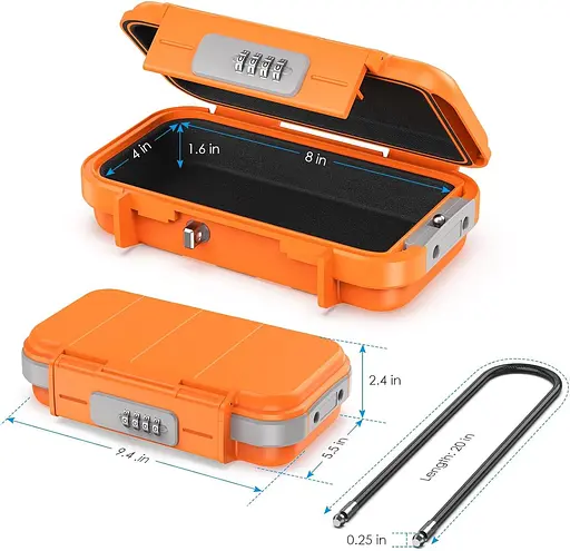 Портативний сейф AMIR, LockBox з кодом, водонепроникний протипригінний мінібезпечний для подорожей - фото 4