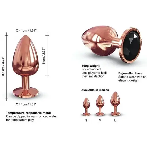 Металева анальна пробка Dorcel - Diamond Plug Rose Gold із прикрасою у вигляді кристалу L - фото 3