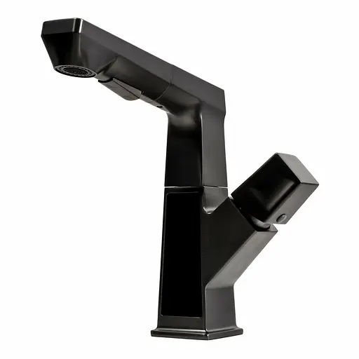 Змішувач для кухні Platinum с висувним виливом та індикатором A231 чорний - фото 1