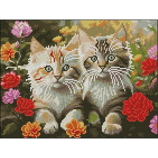 Алмазна мозаїка Кошенятки Strateg ZAV3040-29 без підрамника 30х40 см - фото 1
