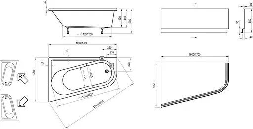 Ванна акрилова Ravak Chrome 170x105 права CA41000000 - фото 4