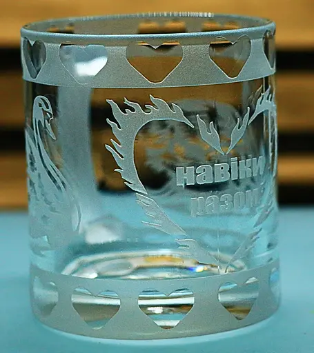 Скляна чашка 320 мл Лебеді з гравіюванням кухоль для закоханих  Подарунок на весілля річницю для коханих - фото 2