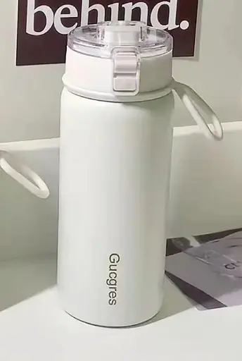 Термос бидон Gucgres из нержавеющей стали с сеткой заварником с двойными стенками белый 600 мл - фото 3