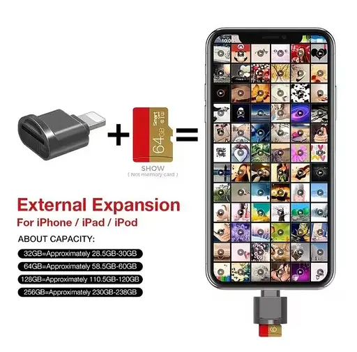 Адаптер для читання Micro TF SD-карт, конвертер для Iphone Ipad OTG в Micro SD - фото 8