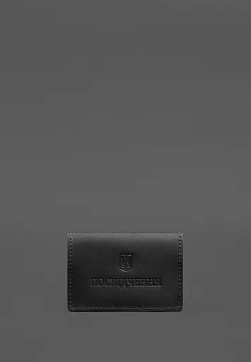 Кожаная обложка для пенсионного удостоверения черная - фото 2