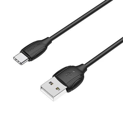 Кабель BOROFONE BX19 USB to Type-C 3A, 1m, PVC, TPE connectors, Black - фото 1