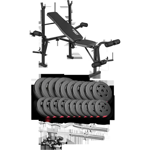 Набор Hop-Sport Premium 105кг со скамьей TX-055, штангами и гантелями