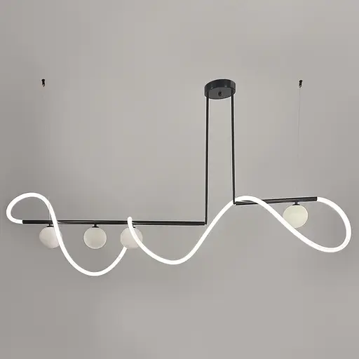 Удлиненная люстра с 4 плафонами и неоном длиной 180 см | Ст. Y 906-1800 BK | Line F - фото 6