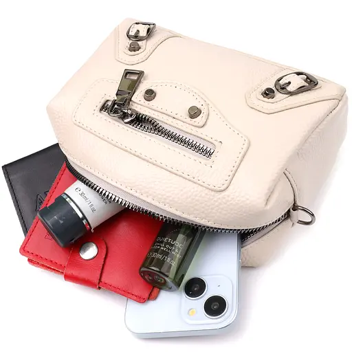 Компактная женская сумка Vintage с декором из натуральной кожи 17х11х8 см sum0027589 - фото 8