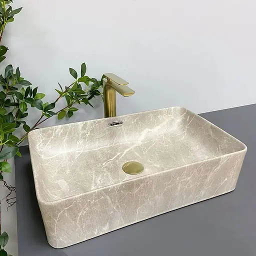 Умивальник VBI Arabba M beige stone matt накладний VBI-013504 - фото 1