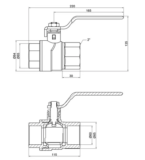 Кран шаровой Thermo Alliance Forte 2" ВВ прямой, PN40, рычаг SF600W50 - фото 4