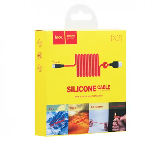 Кабель Hoco X21 USB to Type-C 2A 1 м silicone TPE connectors чорний+Червоний - фото 2