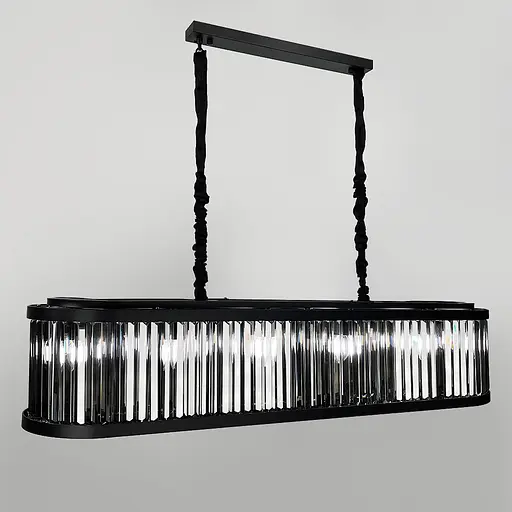 Люстра чорна видовжена з графітовими пластинами 120х30 см | Арт. MJ 160L-1200 BK+GR | Line F - фото 2